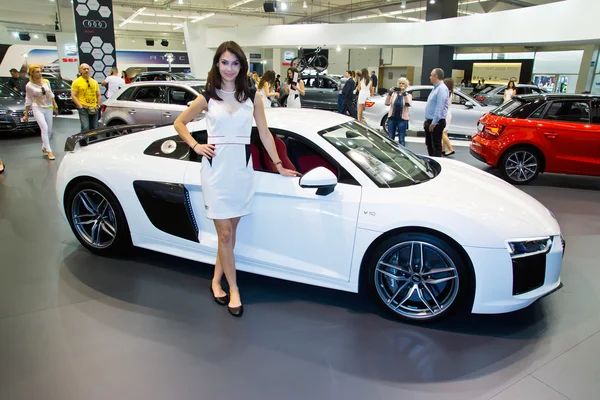 Audi R8 5.2 FSI quatro car presented on display Royalty Free Stock Images