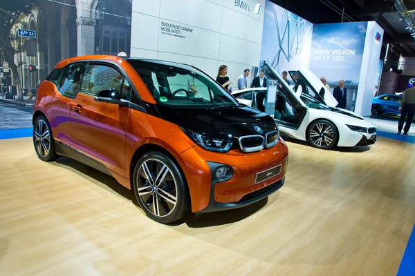 디스플레이에 Bmw I3 전기 자동차 스톡 이미지