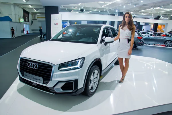 Audi Q2 TDI 2.0 quatro car presented on display Stock Image