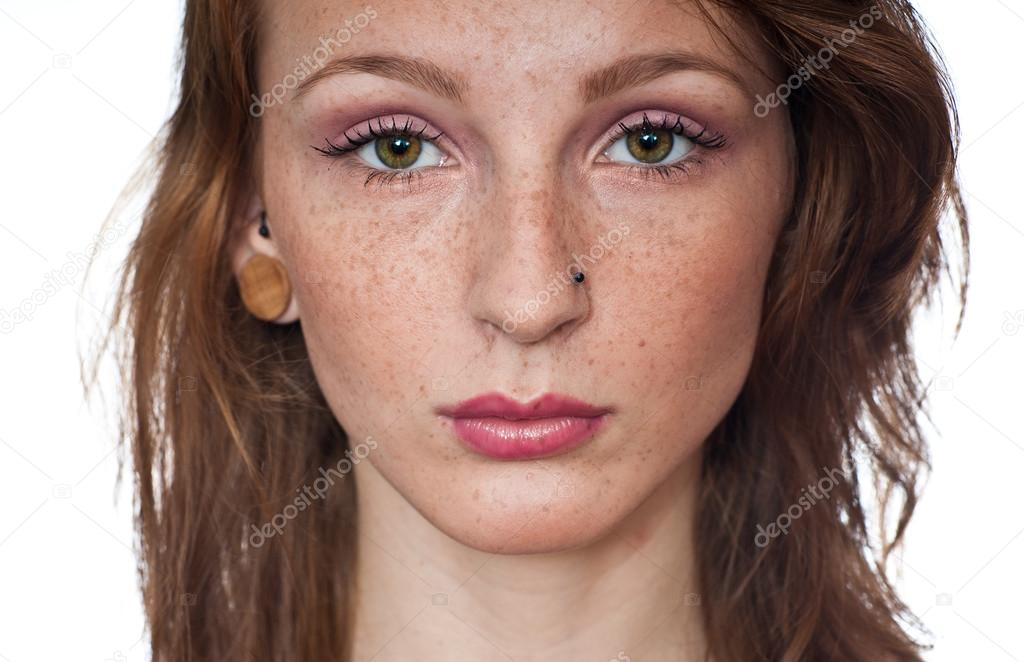 attractive girl with freckles