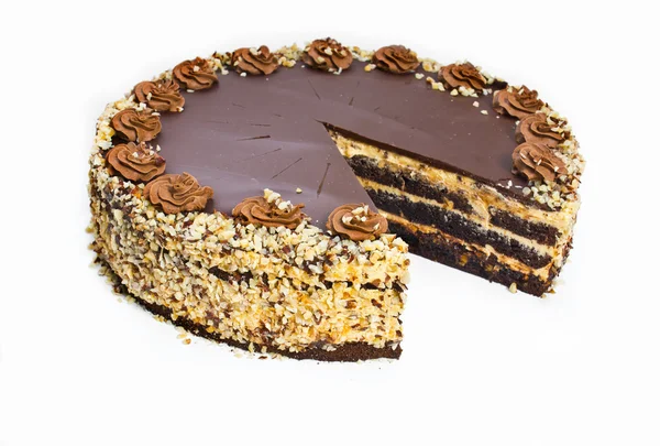 Házi mogyorós csokoládé torta — Stock Fotó