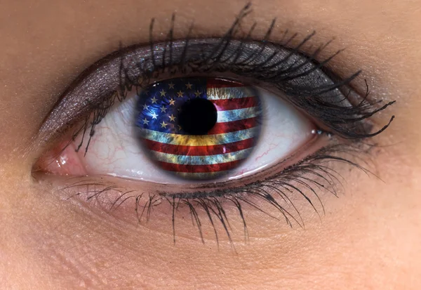 Woman eye with usa flag — Stock Photo, Image