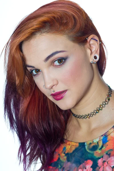 Girl with piercings — Stock Photo, Image