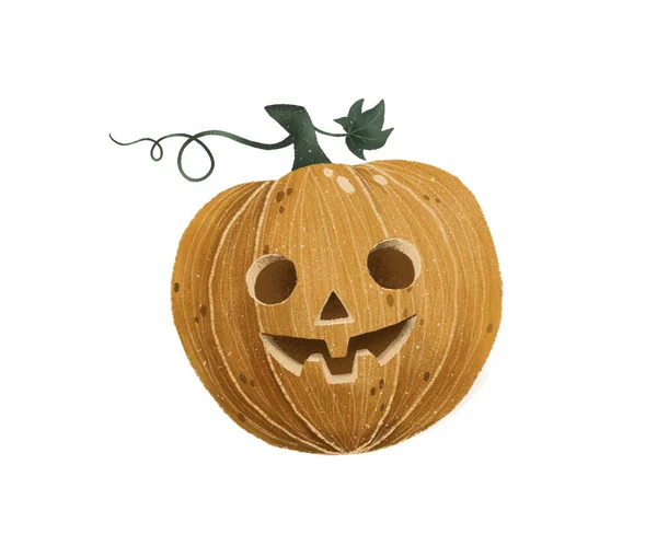 Calabaza Tarjeta Linda Halloween Dibujo Mano Ilustración — Foto de Stock