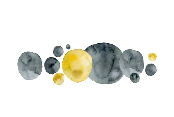 Composition Jaune Taches Grises Cercles Fond Abstrait Texture Aquarelle Dessin — Photo