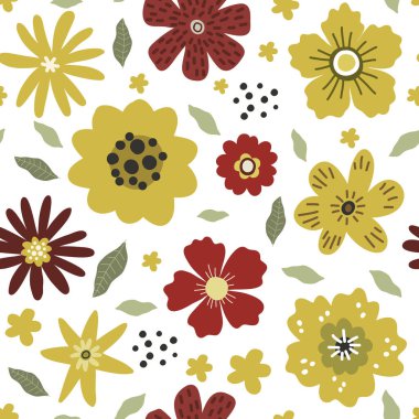 Yapraksız desenli sarı çiçekler, vektör el tebrik kartı şablonu çizimi