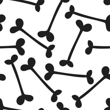 Cadılar Bayramı kemiği, klasik renkler siyah, pürüzsüz desen, el çizimi vektörü