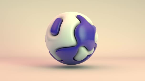 一个抽象球体的3D动画 其地形不断变化 蓝色和黄色元素在表面变化的形状上播放 抽象横幅 屏幕保护程序 — 图库视频影像