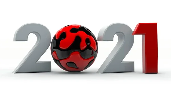 Rendering 2021 New Year Date Red Numbers Black Red Abstract — Stock Photo, Image