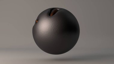 Soyut bir platin kürenin, bronz ve altın damlaları olan üç boyutlu görüntüsü. Fütürist tasarım için soyut kompozisyon.