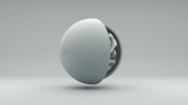 Bir yarımkürenin soyut üç boyutlu animasyonu, kabuğu yüzeyinde kurnaz kıvrımları ve dalgaları olan soyut gizemli bir top içeriyor. Gizemli bir nesnenin gizemli tasarımı.