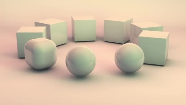 Animation Abstraite Formes Géométriques Les Cubes Déplacent Long Chemin Circulaire — Video