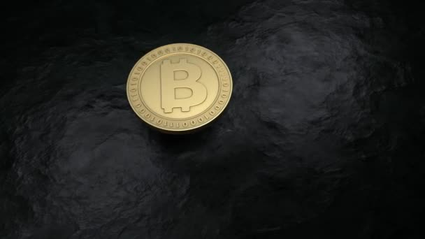 Animatie Van Gouden Munt Bitcoin Cryptogeld Datum Van 2021 Idee — Stockvideo