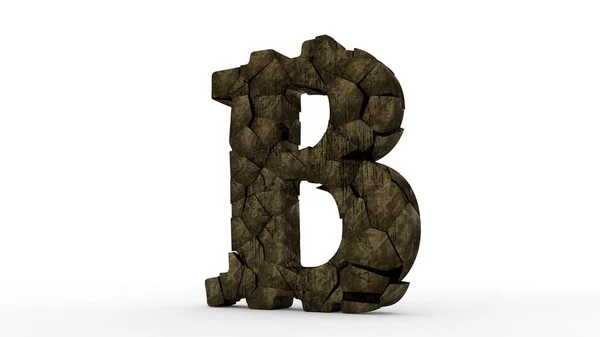 Vykreslení Symbolu Kryptoměny Bitcoinu Izolovaného Bílém Pozadí Bitcoin Pokrytý Rzí — Stock fotografie