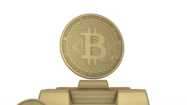 Animation Une Pyramide Sur Dessus Laquelle Trouve Une Pièce Bitcoin — Video