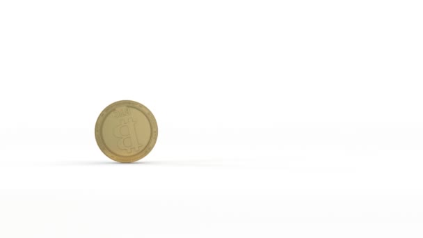 Анимация Золотой Монеты Биткойна Монетные Рулоны Серебряные Платиновые Монеты Других — стоковое видео