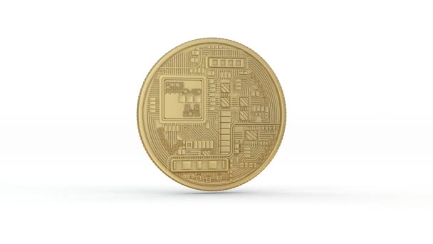 Animatie Van Gouden Munt Bitcoin Cryptogeld Van Internationale Financiële Markt — Stockvideo