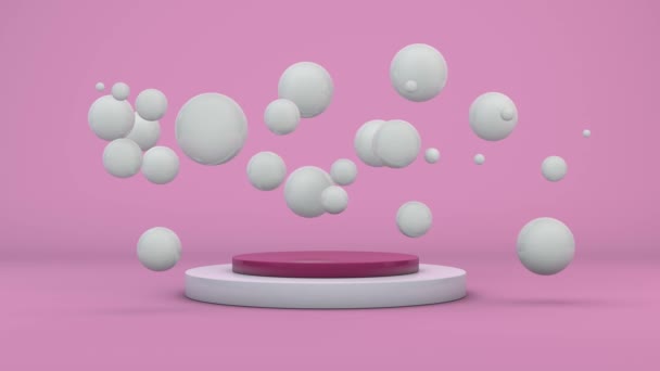 Абстрактная Анимация Формате Розовая Студия Белая Сцена Много Идеальных Чистых — стоковое видео