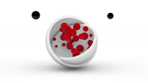 Абстрактная Трехмерная Анимация Сюрреального Гемисфера Которой Сливаются Красные Капли Жидкости — стоковое видео