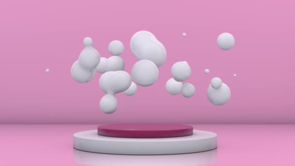 Loop Abstracte Animatie Van Witte Druppels Gewichtloosheid Vloeibare Crème Een — Stockvideo