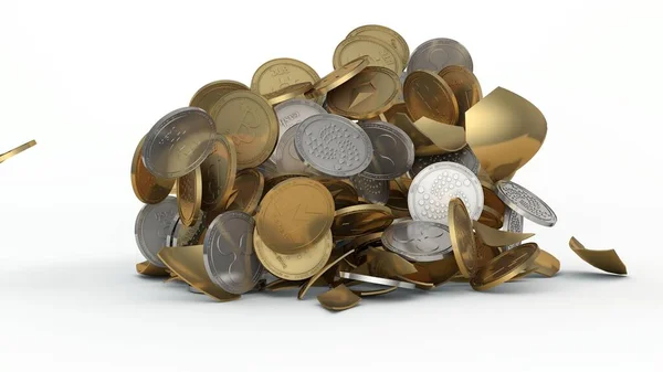 Återgivning Mängd Olika Guld Och Silver Mynt Cryptocurrencies Bitcoin Ethereum — Stockfoto