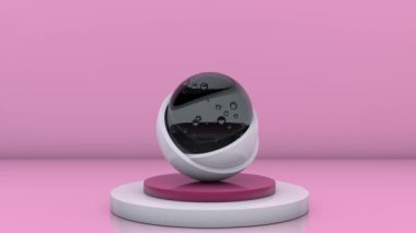 Beyaz yarımkürelerin 3D animasyonu ve hava kabarcıklarıyla kaynayan bir su topu. Soyut döngü animasyonu, pankartlar, kompozisyonlar, soyut arkaplanlar ve ekran koruyucular için bir fikir.