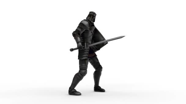 Animation Character Medieval Knight Armor Fights Red Coronavirus Wins Idea — Stock Video