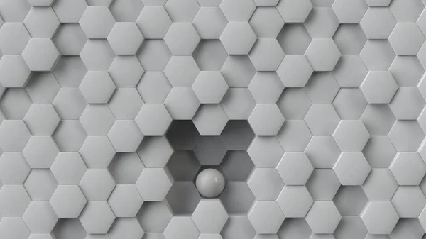 Weergave Van Een Geometrische Achtergrond Van Zeshoeken Een Witte Perfecte — Stockfoto