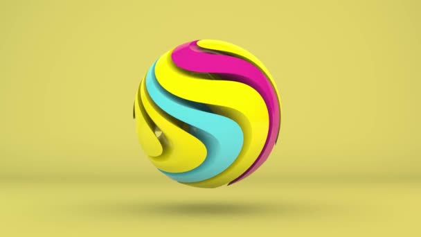 Loop Animation Abstract Multicolored Sphere Curves Curves Sphere Multicolored Segments — Stock Video