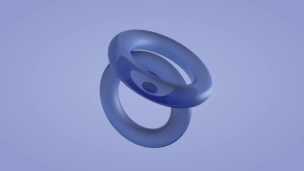 Loop Animación Una Composición Abstracta Dos Anillos Vidrio Rotación Mutua — Vídeo de stock