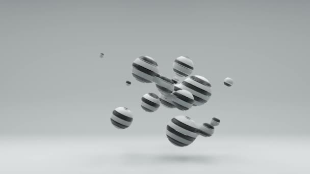 循环3D动画的黑白液体形成 非晶态质量以滴滴的形式改变了它的形状 未来主义设计 抽象概念 — 图库视频影像