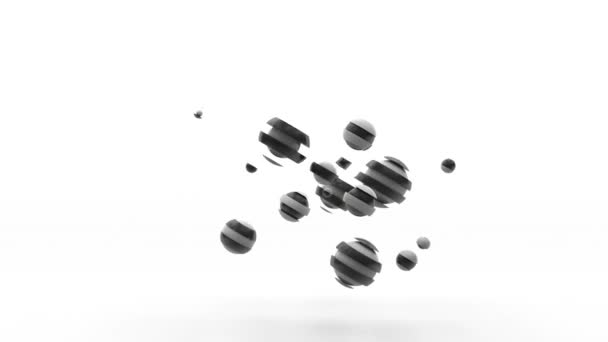 Анимация Белого Шара Черном Фоне Сфера Постепенно Саморазрушается Распадается Куски — стоковое видео