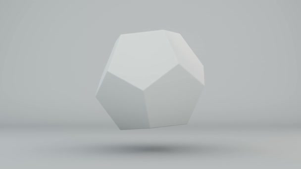 Abstract Animation Platonic Body Geometric Figure White Background Rotates Collapses — Stock Video