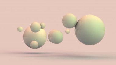 Bir grup kürenin hareketinin üç boyutlu soyut animasyonunu, uzayda ideal geometrik nesneleri döngüye sokun. Geometrik arkaplan, anti-stres, yatıştırıcı hareket.