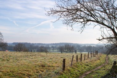 Kış mevsiminde Hollanda 'nın Markelo kasabası yakınlarındaki tepenin manzarası