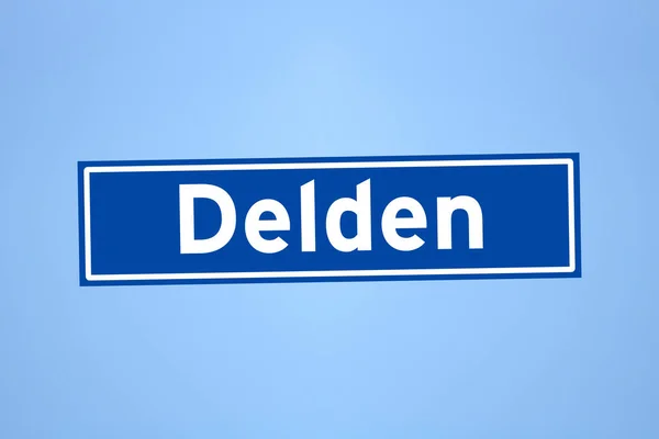 Delden znak nazwy miejsca w Holandii — Zdjęcie stockowe