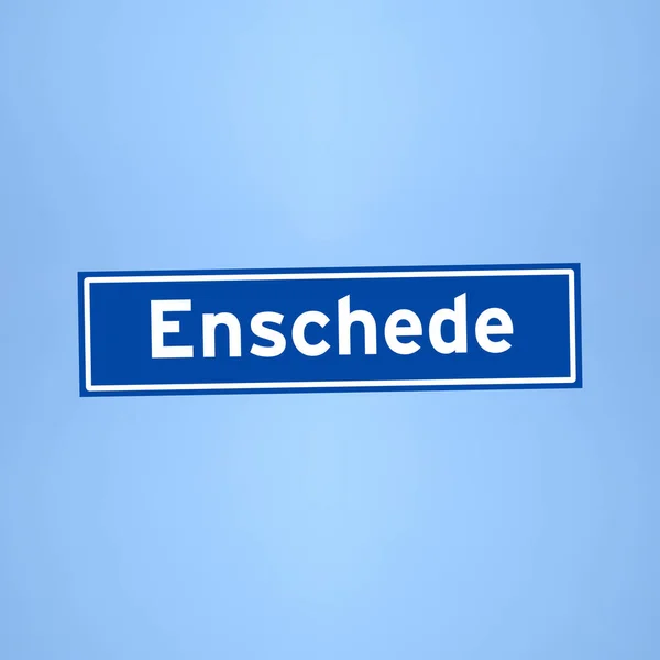 Enschede place name sign Hollandiában — Stock Fotó