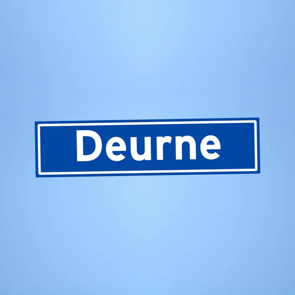 Deurne place name sign in the Netherlands — стокове фото