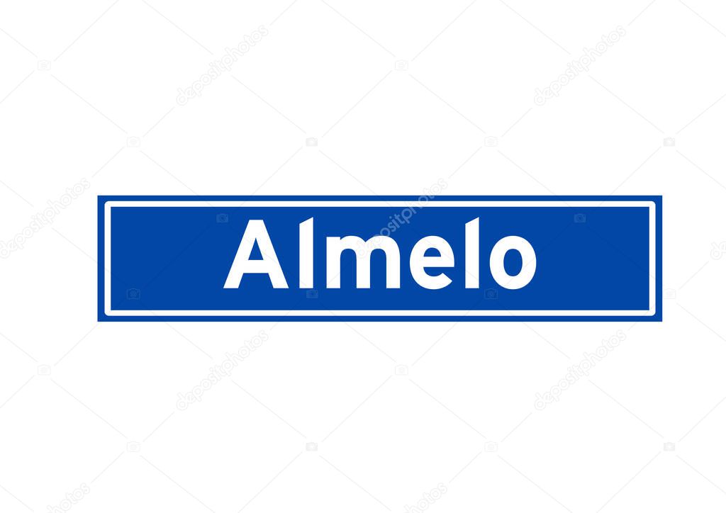 Almelo isolated Dutch place name sign. City sign from the Netherlands.