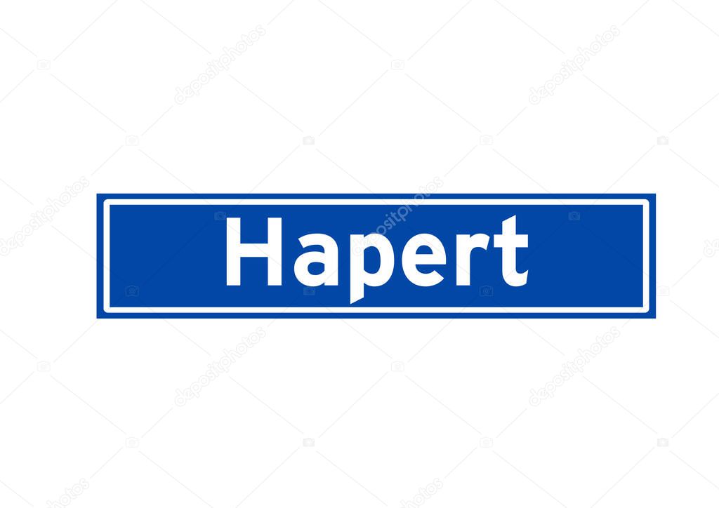 Hapert isolated Dutch place name sign. City sign from the Netherlands.