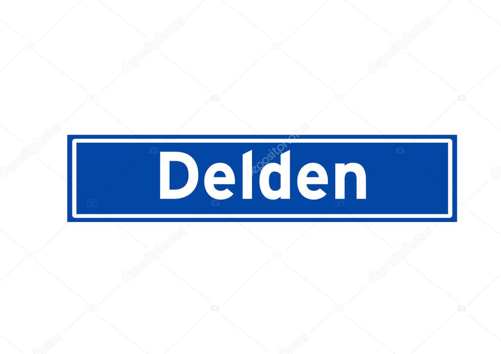 Delden isolated Dutch place name sign. City sign from the Netherlands.
