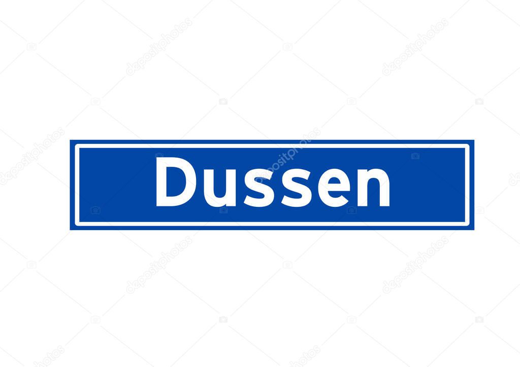 Dussen isolated Dutch place name sign. City sign from the Netherlands.