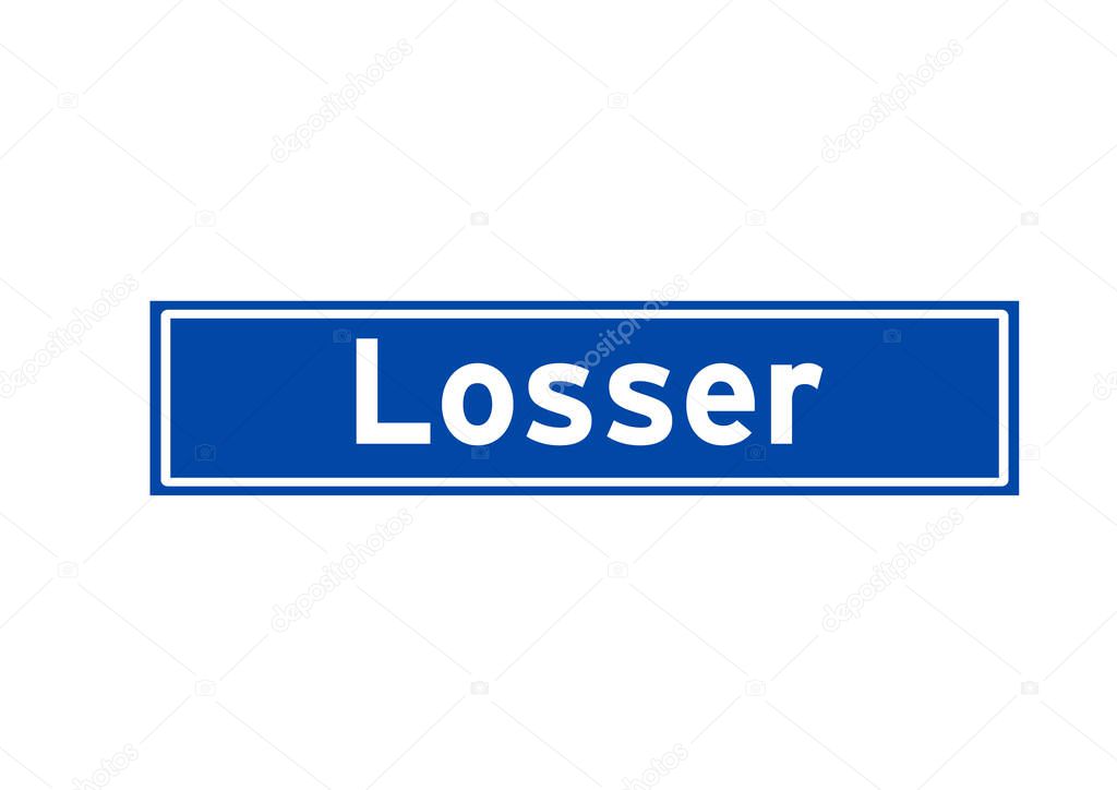 Losser isolated Dutch place name sign. City sign from the Netherlands.