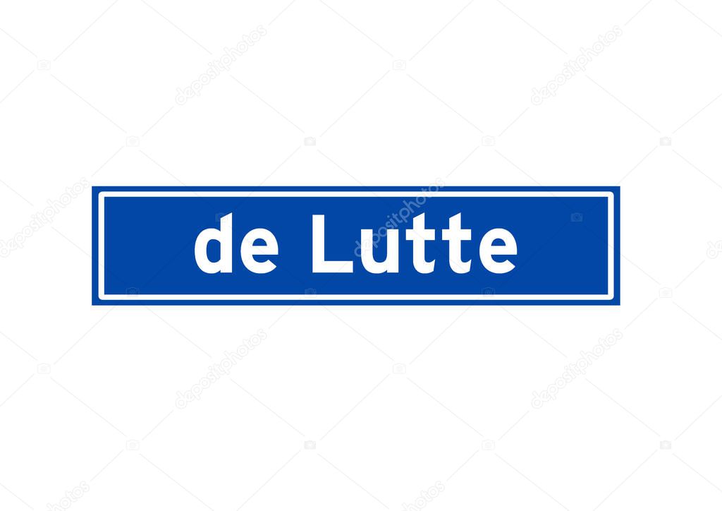 de Lutte isolated Dutch place name sign. City sign from the Netherlands.