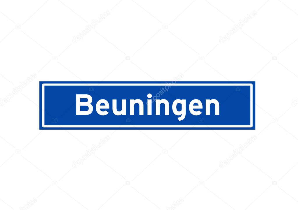 Beuningen isolated Dutch place name sign. City sign from the Netherlands.