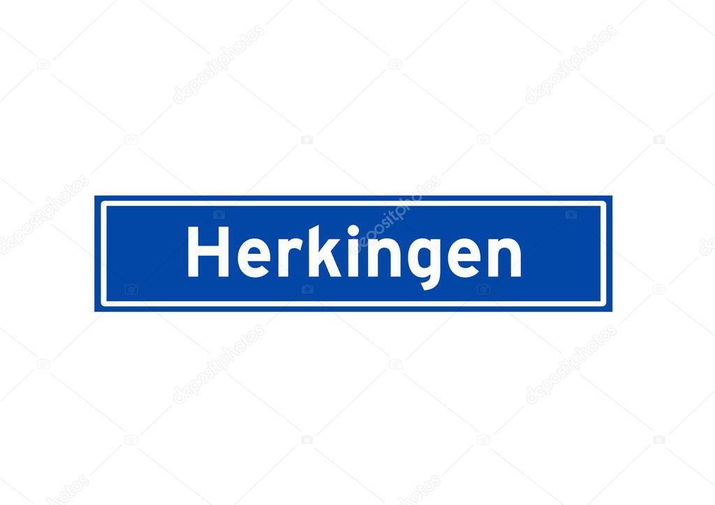Herkingen isolated Dutch place name sign. City sign from the Netherlands.
