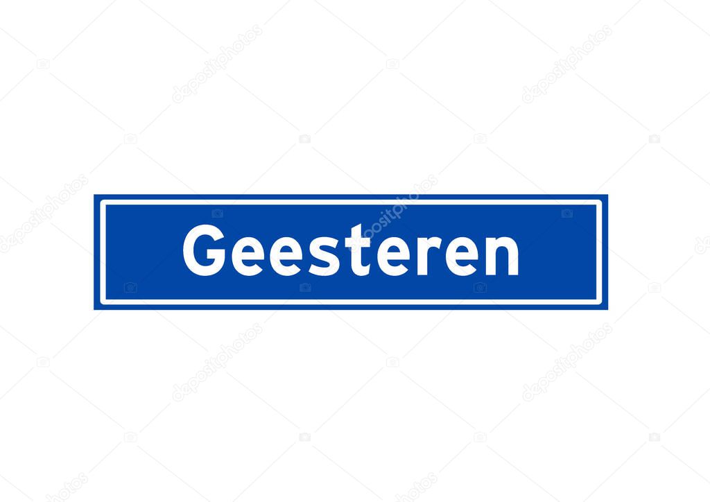 Geesteren isolated Dutch place name sign. City sign from the Netherlands.