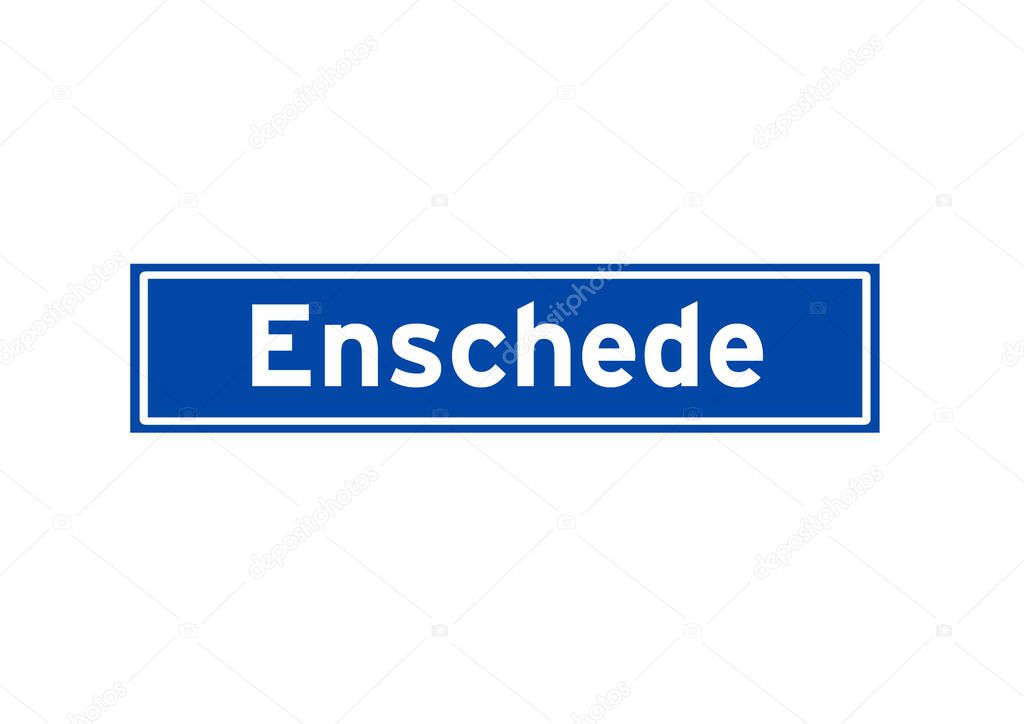 Enschede isolated Dutch place name sign. City sign from the Netherlands.