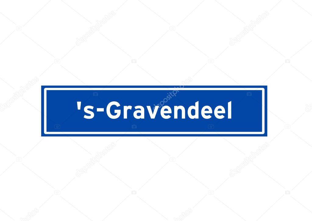 s-Gravendeel isolated Dutch place name sign. City sign from the Netherlands.