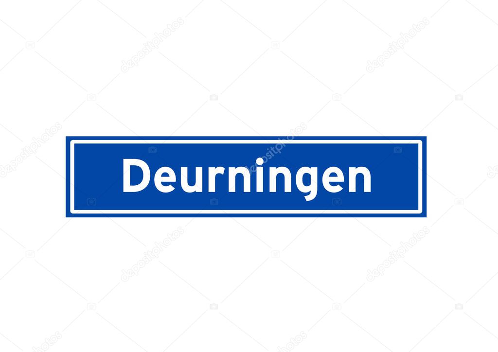 Deurningen isolated Dutch place name sign. City sign from the Netherlands.